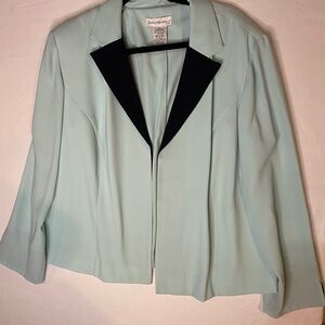 Elegant Light Blue Blazer with Black Lapels